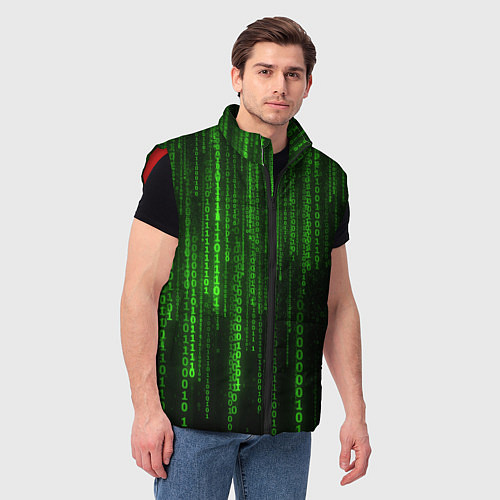 Мужской жилет Матрица двоичный код / 3D-Красный – фото 3