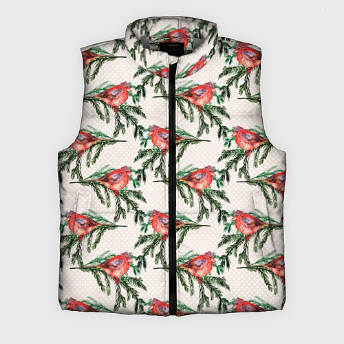 Мужской жилет Снегири паттерн / 3D-Светло-серый – фото 1