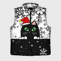 Мужской жилет Новогодний кот в колпаке Санты
