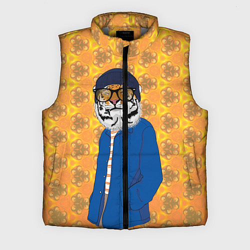 Мужской жилет Стильный Тигр в очках фурри / 3D-Светло-серый – фото 1