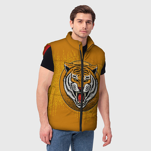 Мужской жилет Голова свирепого тигра / 3D-Красный – фото 3