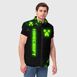 Мужской жилет MINECRAFT NEON LOGO CREEPER, цвет: 3D-черный — фото 2