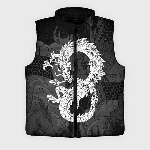 Мужской жилет Белый Дракон Гранж White Dragon / 3D-Черный – фото 1