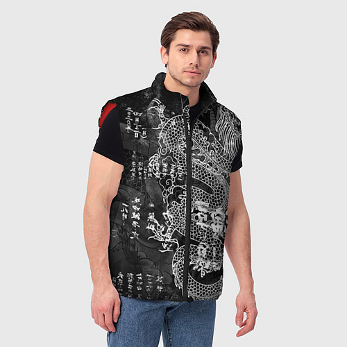 Мужской жилет Dragon Fire Иероглифы Японский Дракон / 3D-Красный – фото 3