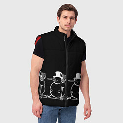 Мужской жилет Снеговик на черном фоне, цвет: 3D-красный — фото 2