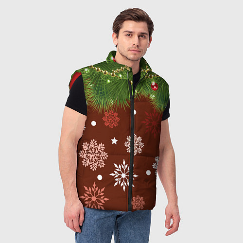 Мужской жилет Зимнее Настроение Елка / 3D-Красный – фото 3