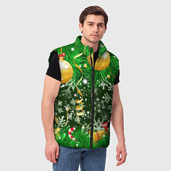 Мужской жилет Новогоднее Настроение Елка, цвет: 3D-черный — фото 2