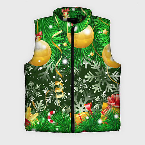 Мужской жилет Новогоднее Настроение Елка / 3D-Черный – фото 1