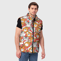 Мужской жилет НОВОГОДНИЕ ТИГРЫ ПАТТЕРН 2022, цвет: 3D-черный — фото 2