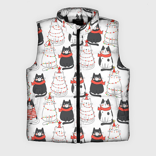 Мужской жилет НОВОГОДНИЕ КОТИКИ 2022 / 3D-Черный – фото 1