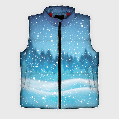 Мужской жилет ЗИМНИЙ ЛЕС WINTER FOREST / 3D-Красный – фото 1