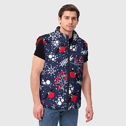 Мужской жилет Снегири и рябина, цвет: 3D-красный — фото 2