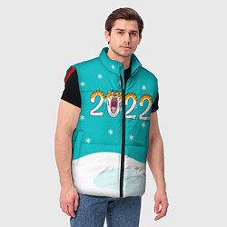 Мужской жилет Надпись 2022 Новый год, цвет: 3D-красный — фото 2
