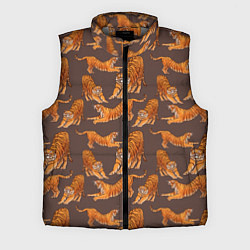 Мужской жилет Тигровые потягушки кофе паттерн