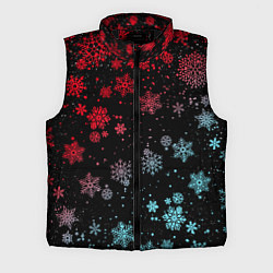 Мужской жилет НЕОНОВЫЕ СНЕЖИНКИ, НОВЫЙ ГОД 2022, цвет: 3D-черный