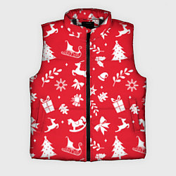 Мужской жилет Паттерн новогодней атрибутики, цвет: 3D-черный