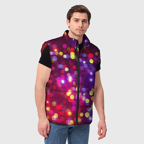 Мужской жилет ПРАЗДНИЧНЫЕ ОГОНЬКИ НОВЫЙ ГОД 2022 / 3D-Красный – фото 3