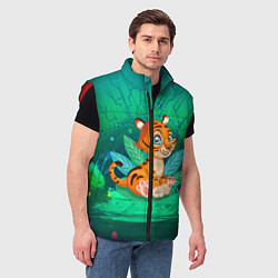 Мужской жилет Тигр в большой кувшинке, цвет: 3D-красный — фото 2