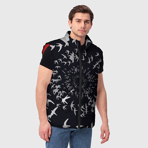 Мужской жилет Веер птиц / 3D-Красный – фото 3