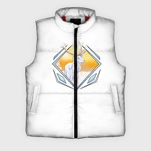 Мужской жилет Белый олень в лесу / 3D-Красный – фото 1