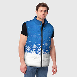 Мужской жилет Снежинки - С Новым Годом, цвет: 3D-черный — фото 2