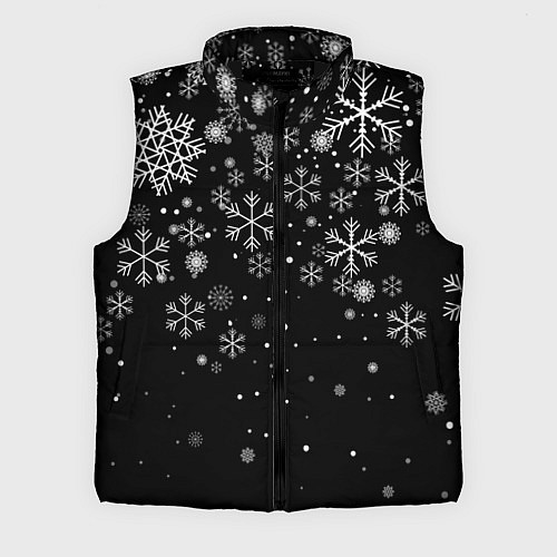 Мужской жилет Снежинки - С Новый год / 3D-Черный – фото 1