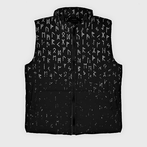 Мужской жилет МЕТАЛЛИЧЕСКИЕ РУНЫ, БРЫЗГИ КРАСОК / 3D-Черный – фото 1