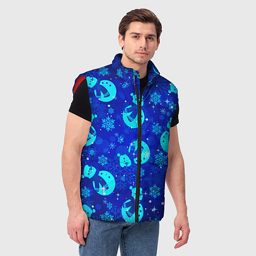 Мужской жилет Заморозки Снеговики во льдах / 3D-Красный – фото 3