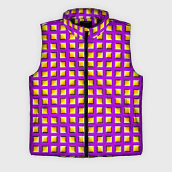 Мужской жилет Фиолетовый Фон с Желтыми Квадратами Иллюзия Движен, цвет: 3D-черный