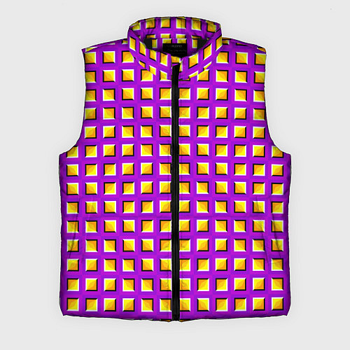 Мужской жилет Фиолетовый Фон с Желтыми Квадратами Иллюзия Движен / 3D-Черный – фото 1
