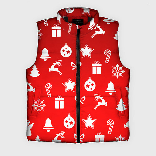 Мужской жилет Новогодний узор красный градиент / 3D-Черный – фото 1