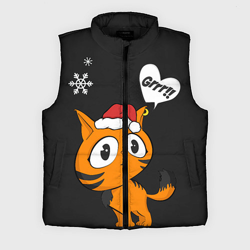 Мужской жилет Тигренок в шапочке 2022 Новый год / 3D-Черный – фото 1