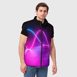Мужской жилет Лучи света pink theme, цвет: 3D-черный — фото 2