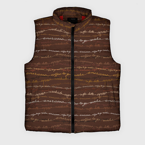 Мужской жилет Разные Кофейные Надписи / 3D-Красный – фото 1