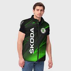 Мужской жилет SKODA GEOMETRY STRIPES GREEN NEON, цвет: 3D-светло-серый — фото 2