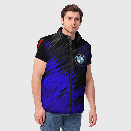Мужской жилет БМВ АБСТРАКЦИЯ СИНЯЯ GEOMETRY STRIPES LINE / 3D-Красный – фото 3
