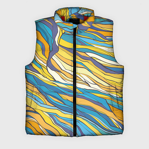 Мужской жилет Красивые абстрактные волны / 3D-Красный – фото 1