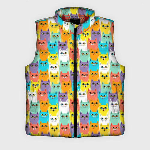 Мужской жилет Разноцветные Мультяшные Котики / 3D-Красный – фото 1