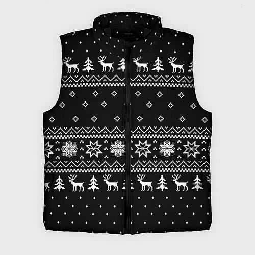 Мужской жилет ЧЁРНЫЙ НОВОГОДНИЙ СВИТЕР С ОЛЕНЯМИ 2022 / 3D-Черный – фото 1