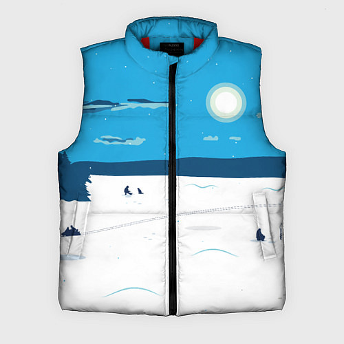 Мужской жилет Зимняя рыбалка на озере / 3D-Красный – фото 1
