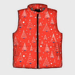 Мужской жилет Контур из белых елочек на красном фоне с синим сне, цвет: 3D-светло-серый