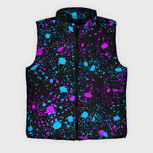 Мужской жилет Брызги неоновые ярких красок / 3D-Черный – фото 1