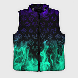 Мужской жилет НЕОНОВЫЙ ОГОНЬ ГЕНШИН ИМПАКТ СИМВОЛЫ, цвет: 3D-светло-серый