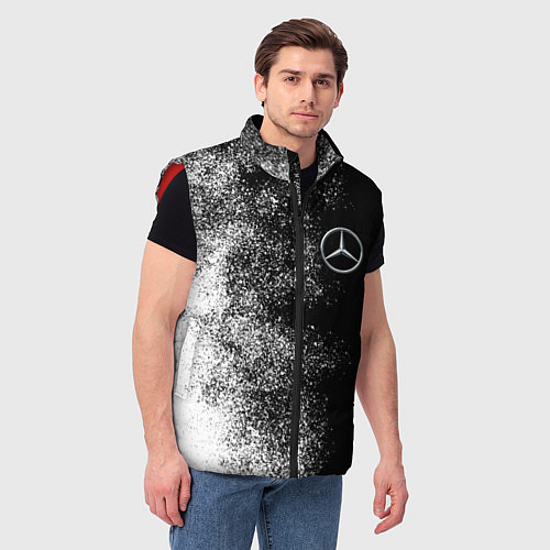 Мужской жилет Чёрно-белый Мерседес / 3D-Красный – фото 3