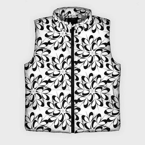 Мужской жилет Чёрные цветы на белом / 3D-Светло-серый – фото 1