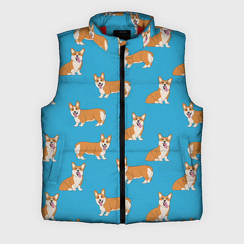 Мужской жилет Счастливые корги паттерн / 3D-Красный – фото 1