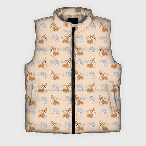 Мужской жилет Корги - единороги паттерн / 3D-Светло-серый – фото 1