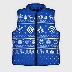 Мужской жилет НОВОГОДНИЙ СВИТЕР GENSHIN IMPACT СИНИЙ