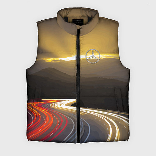 Мужской жилет Ночная трасса, Мерседес / 3D-Черный – фото 1