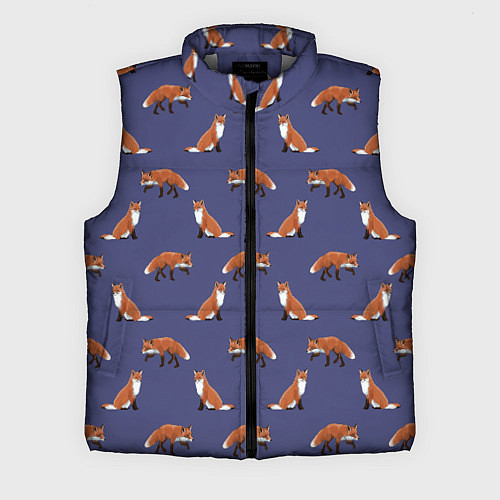 Мужской жилет Акварельные лисы паттерн / 3D-Светло-серый – фото 1